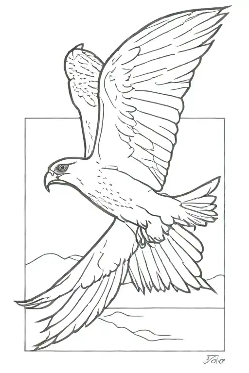 outline of peregrine falcon diving tattoo design idea