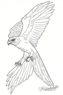outline of peregrine falcon diving tattoo design idea