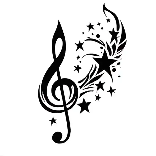 treble clef with stars tattoo design idea