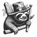 sloth with hammer and carpenters hat tattoo design idea