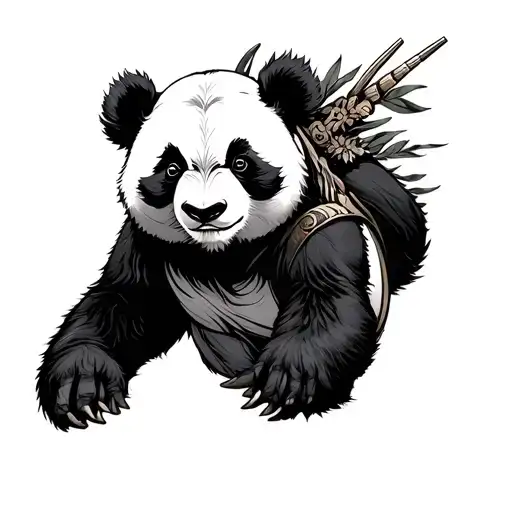 female warrior panda bear tattoo design idea