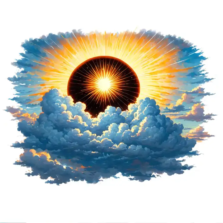 Sun Rays Through Clouds tattoo design idea