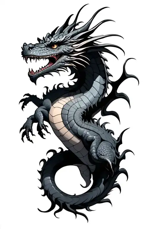 fantasy dragon tattoo design idea