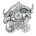 Taurus Aries Virgo symbol incorporated tattoo design idea