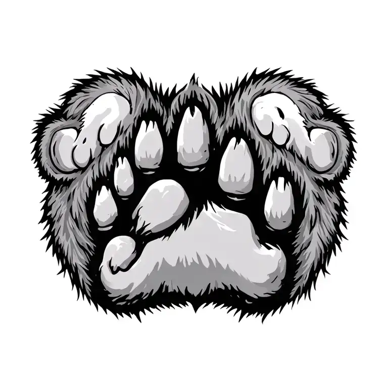 grizzly bear paw print surrounded tattoo design idea