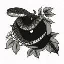 snake around apple tree branch tattoo design idea