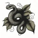 snake around apple tree branch tattoo design idea