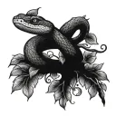 snake around apple tree branch tattoo design idea