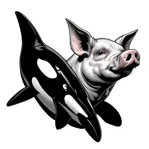 a pig and orca jedi tattoo design idea