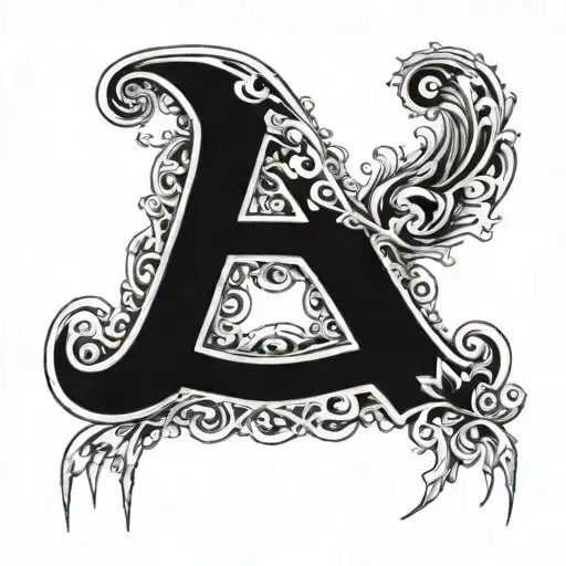consisting of 2 letters in one piece. letters R and N tattoo design idea