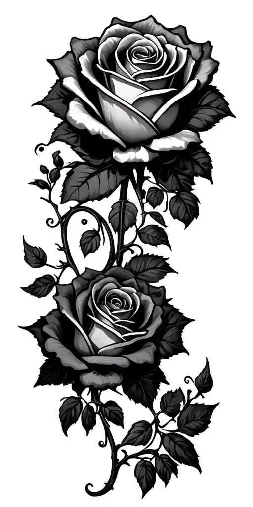 roses multiple vine intertwined tattoo design idea