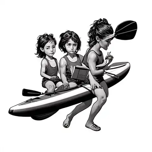 Sarcastic 47 year old white female math/pe teacher with two kids who likes to read, hike, paddleboard tattoo design idea