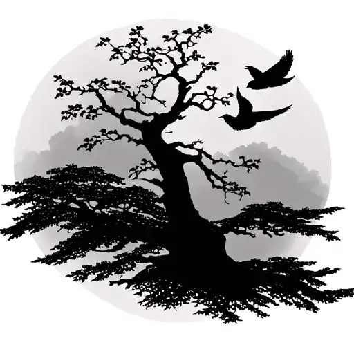 willow tree fading into doves flying tattoo design idea
