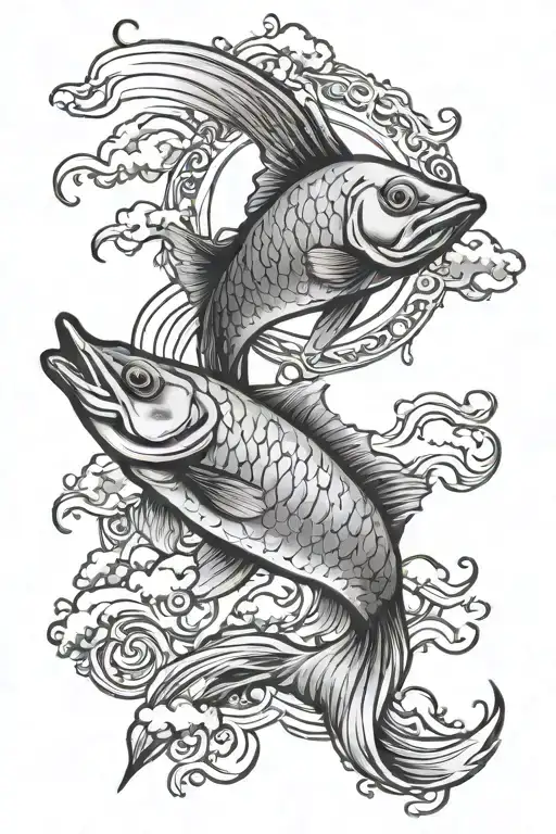 Ichthys fish with the saying" the world hated me first" in the middle of it and clouds around it tattoo design idea