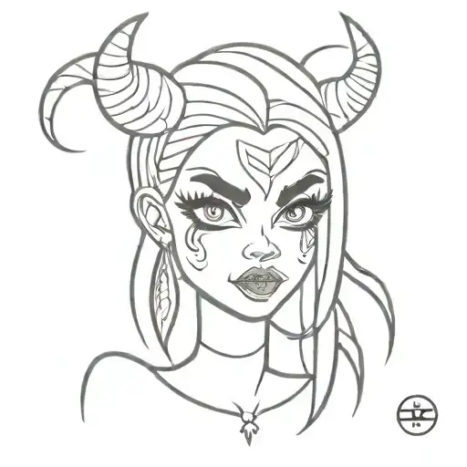 Bratz doll face girl demon tattoo design idea