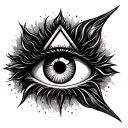 all seeing eye psychedelic triangle waves around it tattoo design idea