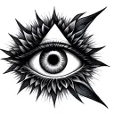 all seeing eye psychedelic triangle waves around it tattoo design idea