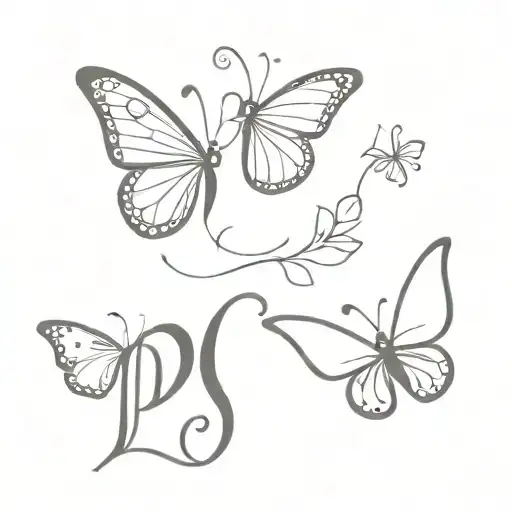 3 butterflies with initials p p and a tattoo design idea