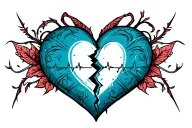 broken heart with flatline tattoo design idea