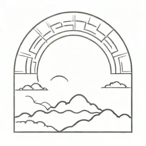 A minimalist design of a sun rising over the horizon, symbolizing new beginnings and hope, reflecting your positive outlook on life tattoo design idea