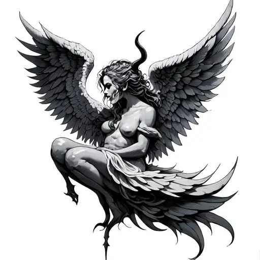 Demon and angel wing tattoo design idea