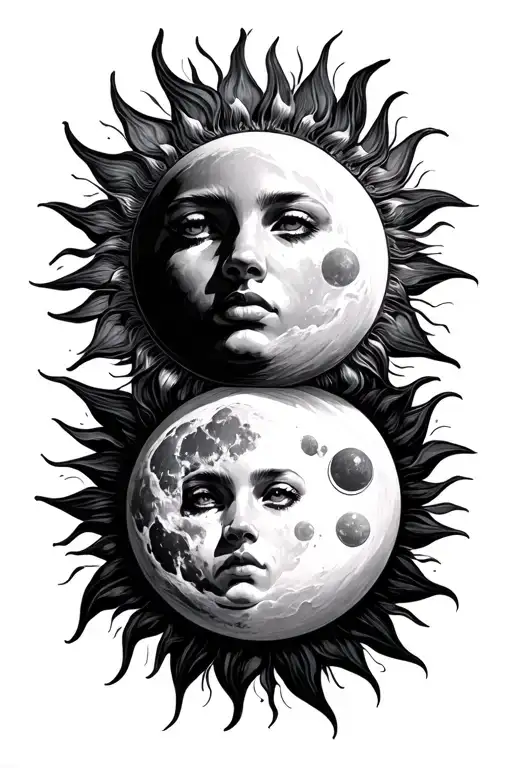 sun and moon  tattoo design idea