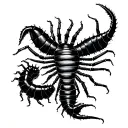 Minimalism, maybe a bit Japanese, centipede, no shadows, sharp contours (straight or slightly curved) tattoo design idea