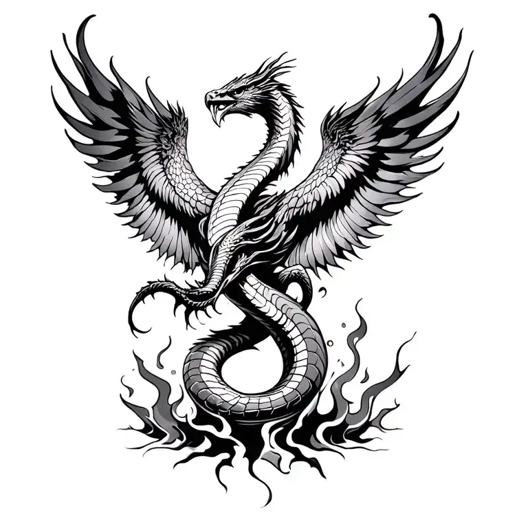 cobra phoenix rising from the ashes tattoo design idea