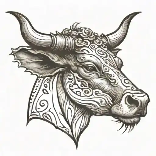 head of cattle tattoo design idea