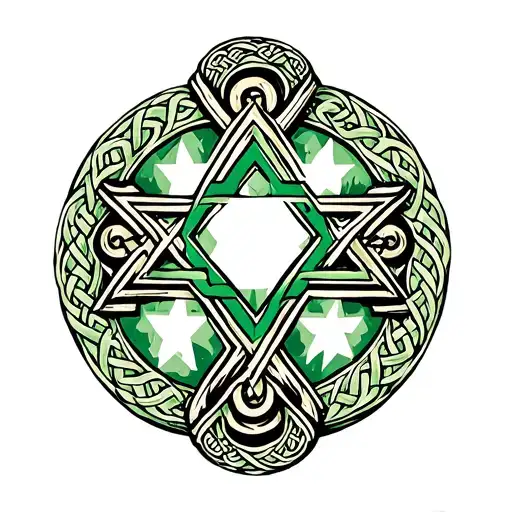 UTILIZE A IRISH CELTIC CROSS AS THE MAKN IMAGE BUT INSTEAD OF THE Celtic ring blend in a star of david tattoo design idea