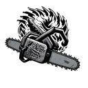 Terrible chainsaw with long sharp levius black and white, volume tattoo design idea