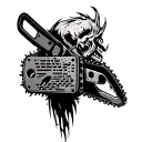 Terrible chainsaw with long sharp levius black and white, volume tattoo design idea