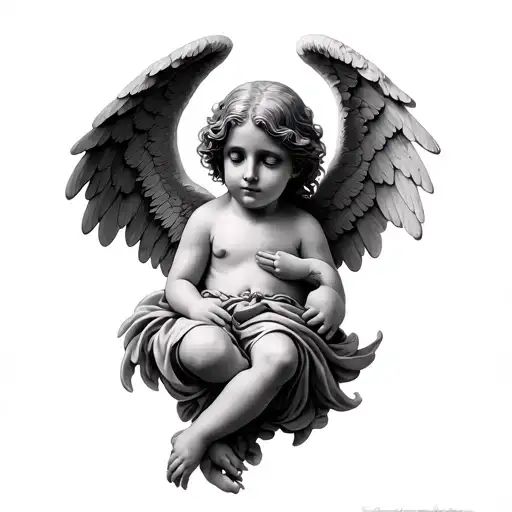 morbid cherub angel tattoo design idea