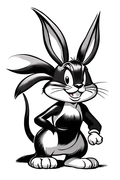 looney tunes silvestre black and white drawing tattoo design idea