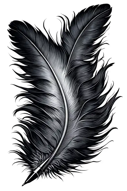 Feather pen writing tattoo design idea