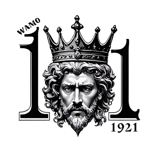i want the number 1921 and then on the left and the right the roman emperor crown tattoo design idea