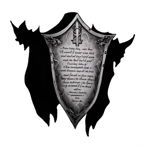 cruseder sheild on chest with bible verse tattoo design idea