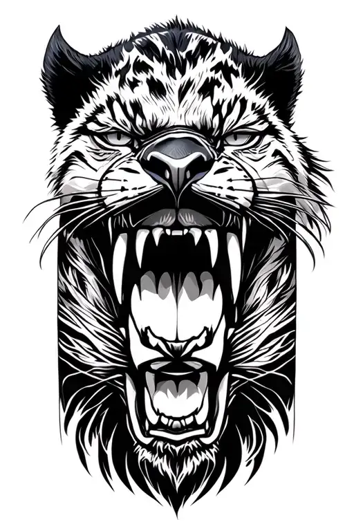 black panther fullbody eagle eye view tattoo design idea
