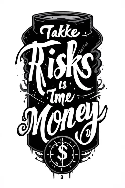 "Take risks " time is money tattoo design idea