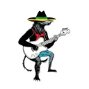 mole animal playing a guitar wearing jamacian hat adorned tattoo design idea