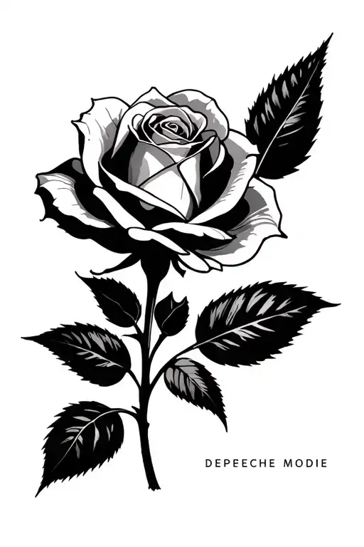 THE ROSE FROM THE VIOLATOR ALBUM BY DEPECHE MODE IN A MINIMAL CONCEPT STYLE. 13 TO 14 CM ON LEFT FOREARM tattoo design idea