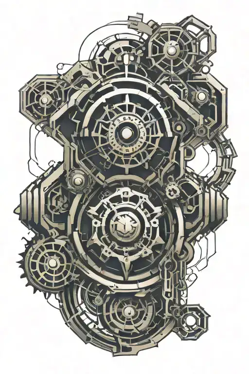 radioactive symbol biomechanical tattoo design idea