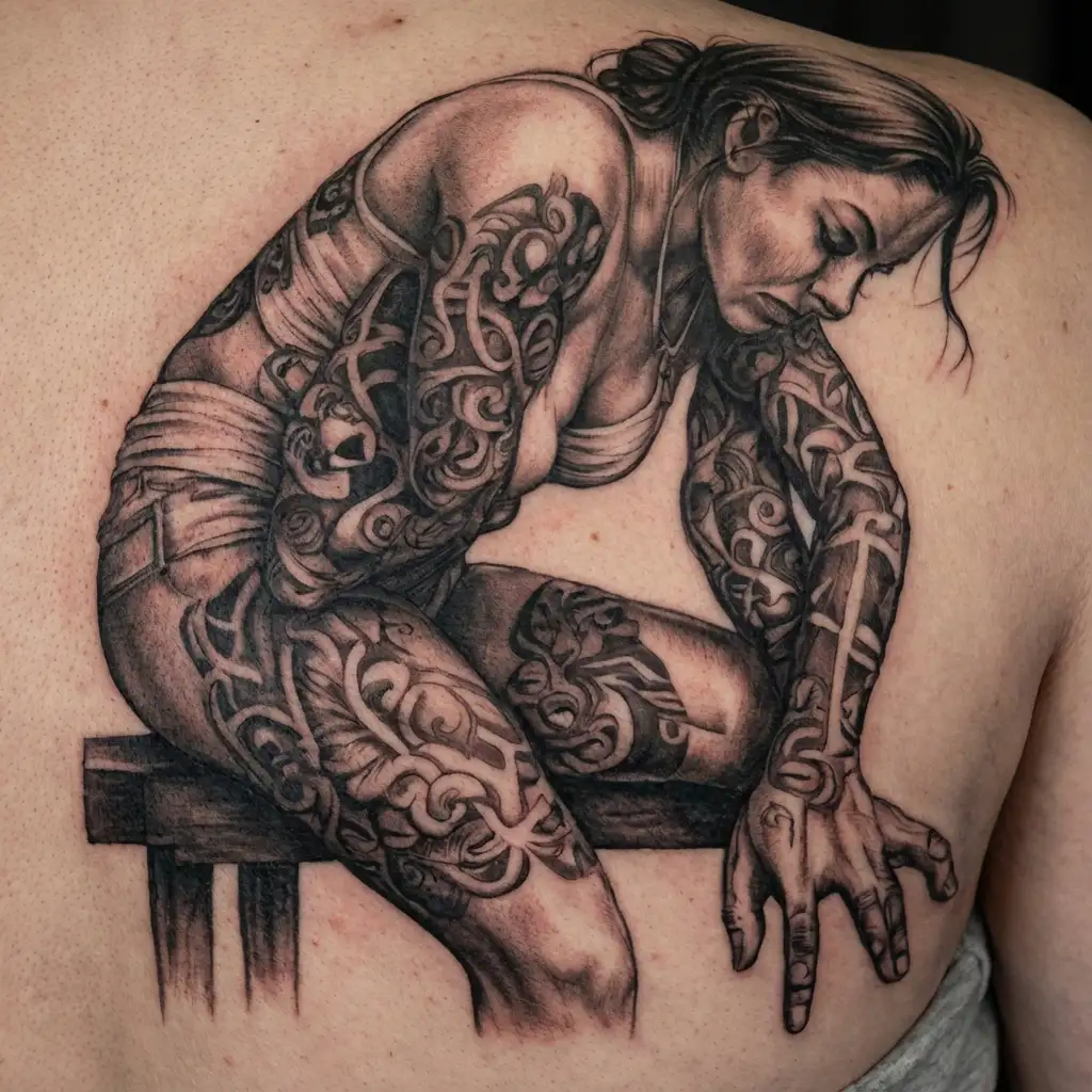 girl stretches her anus with her fingers  tattoo design idea