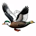 duck flying towards tattoo design idea