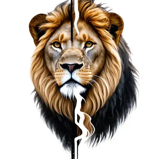 family lion time nature is divided into two parts tattoo design idea
