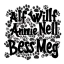 "Alf Wilf Nell Annie Bess Meg " paw prints  tattoo design idea