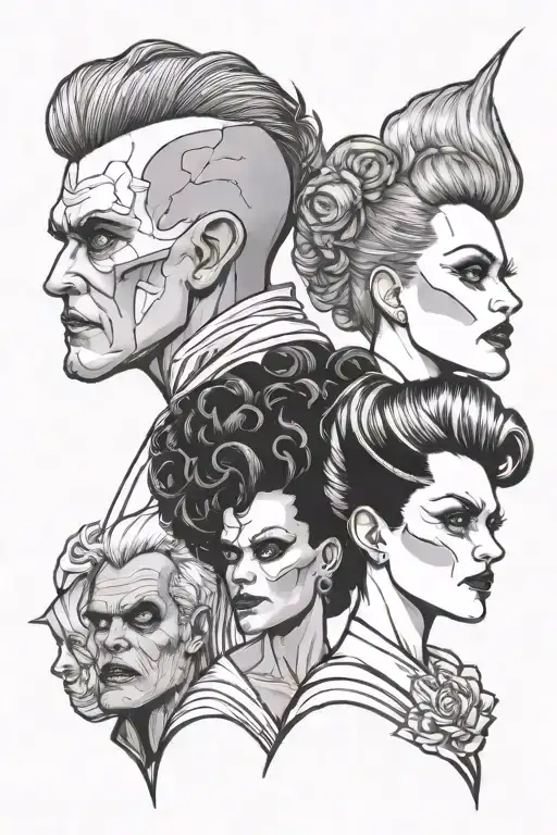 lightening bolt bride of frankenstein hair and frankensteins hair  tattoo design idea