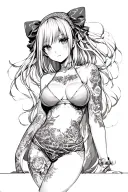 Anime girl nude (Hentai) tattoo design idea