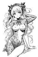 Anime girl nude (Hentai) tattoo design idea