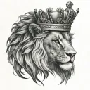 Shoulder tattoo, realism, black and grey, lion with crown, poker king,  tattoo design idea